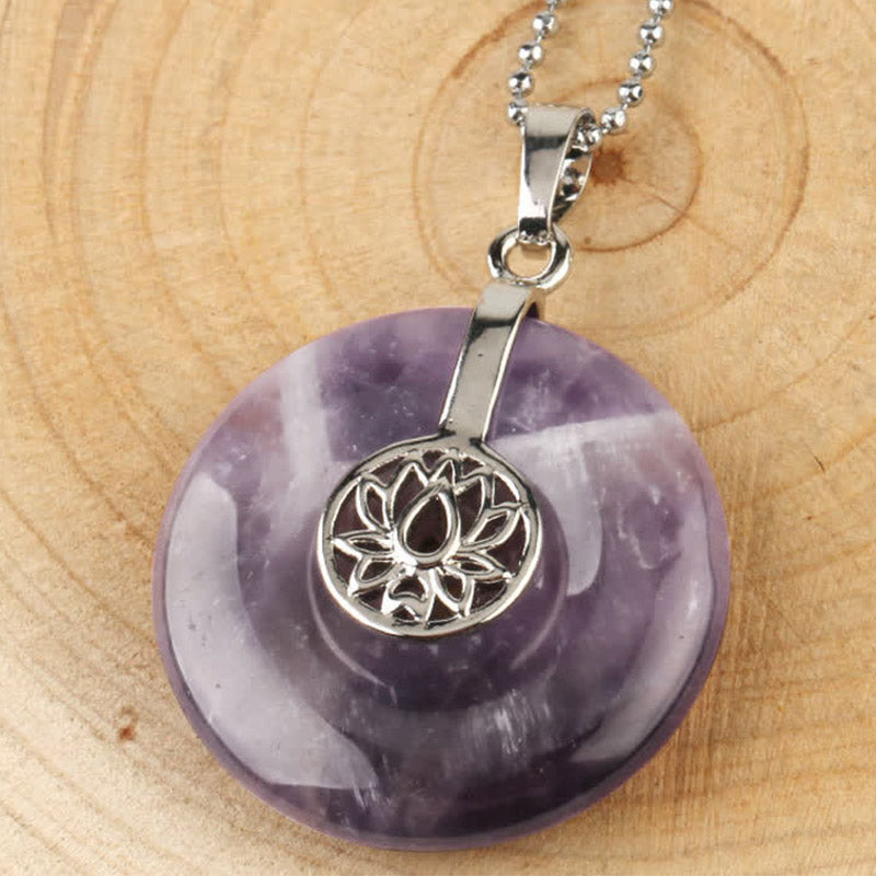 Buddha Stones Vari cristalli Ametista Cristallo rosa Loto Collana pendente curativa - Ametista - image 5