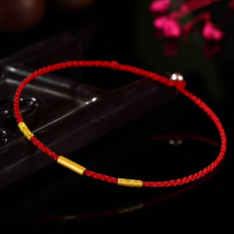 Braccialetto di protezione intrecciato a quattro fili con Buddha Stones in oro 999 con nodi dei desideri, fatto a mano