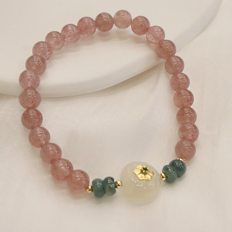 Braccialetto curativo in giada calcedonio quarzo fragola naturale Buddha Stones