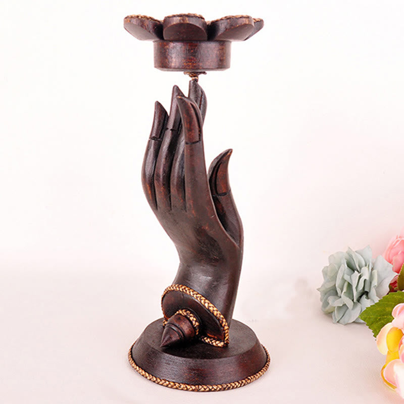Portacandele in legno con motivo a mano, motivo a Buddha Stones , decorazione per la casa
