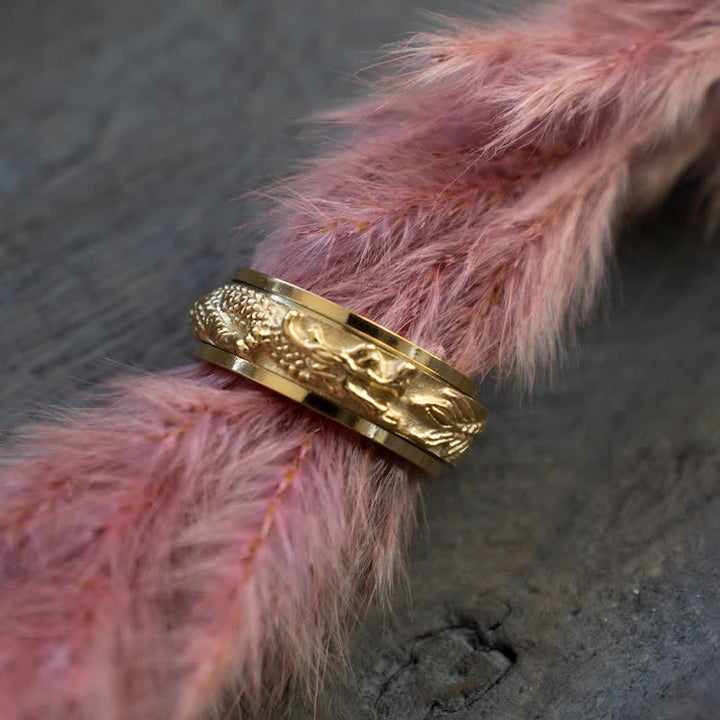 Anello girevole di stimolazione in acciaio al titanio con Buddha Stones drago - image 9