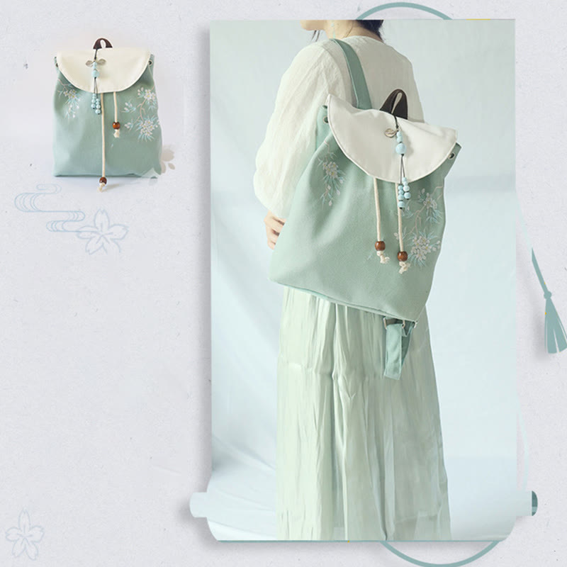 Zaino in tela di grande capacità ricamato a mano Buddha Stones - image 9