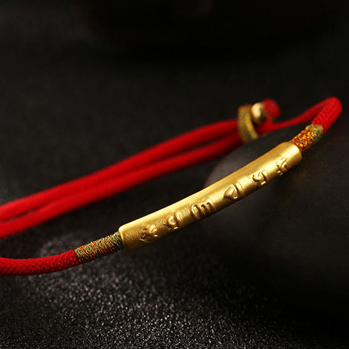 Buddha Stones Braccialetto buddista tibetano fatto a mano con corda rossa fortunata Mani Mantra