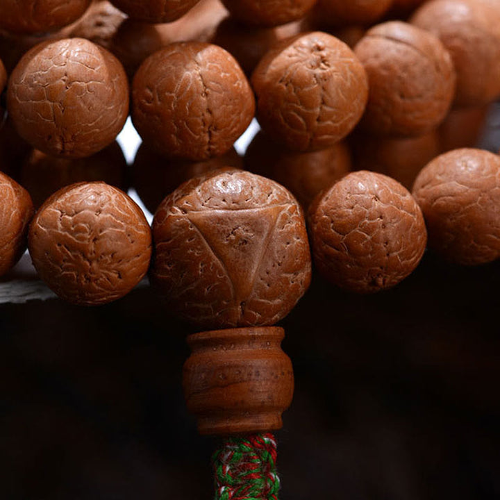 Buddha Stones 108 Mala Beads Nepal Bodhi Seed Fortuna Ricchezza Braccialetto con Nappa