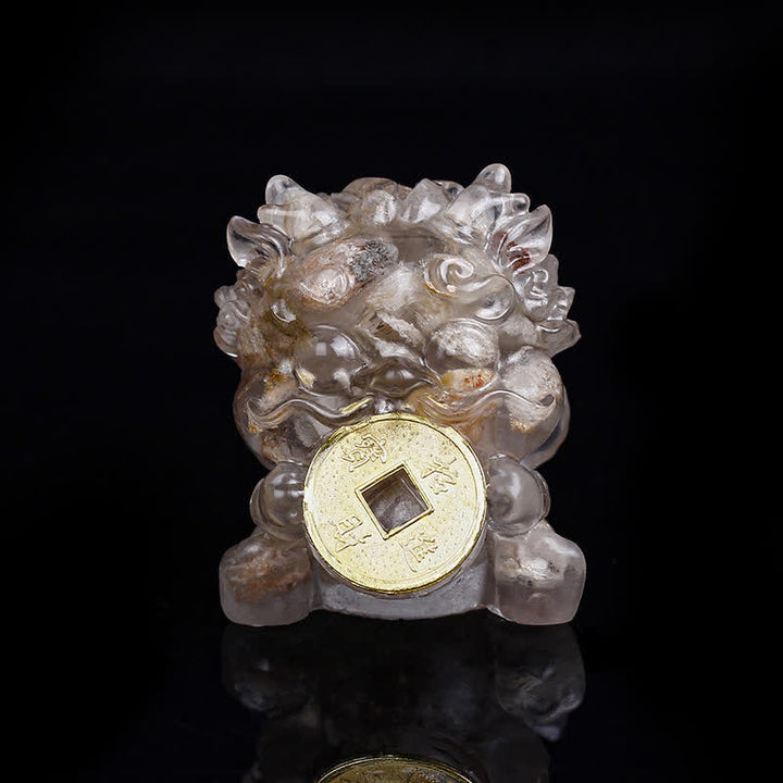 Buddha Stones fatte a mano carine PiXiu moneta d'oro cristallo Fengshui energia ricchezza fortuna decorazione della casa - Fantasma Bianco - image 17