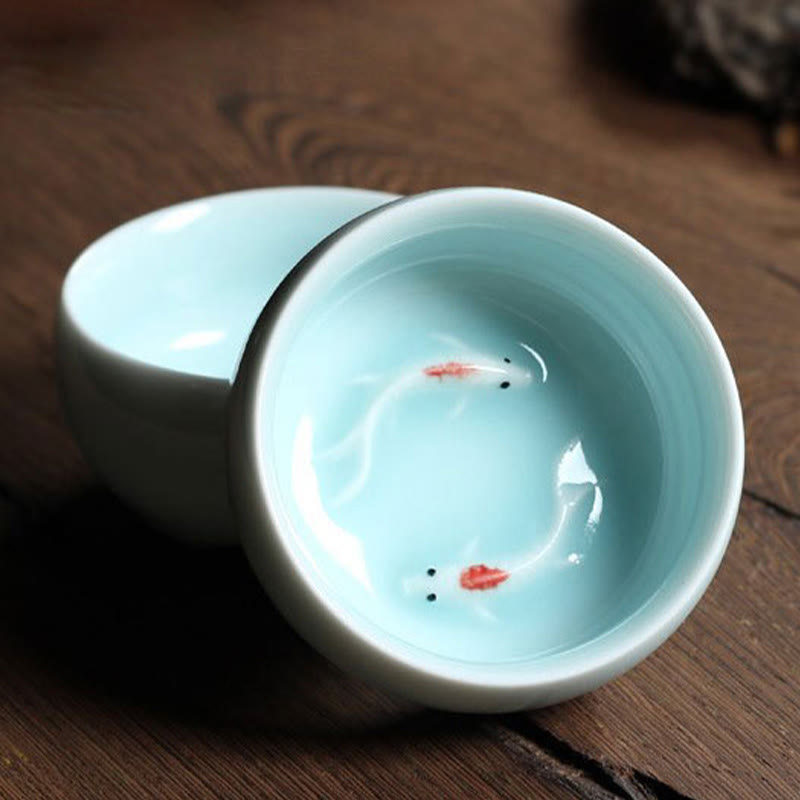 Buddha Stones Koi Fish colorato Tazza da tè in ceramica Kung Fu Tazza da tè Ciotola