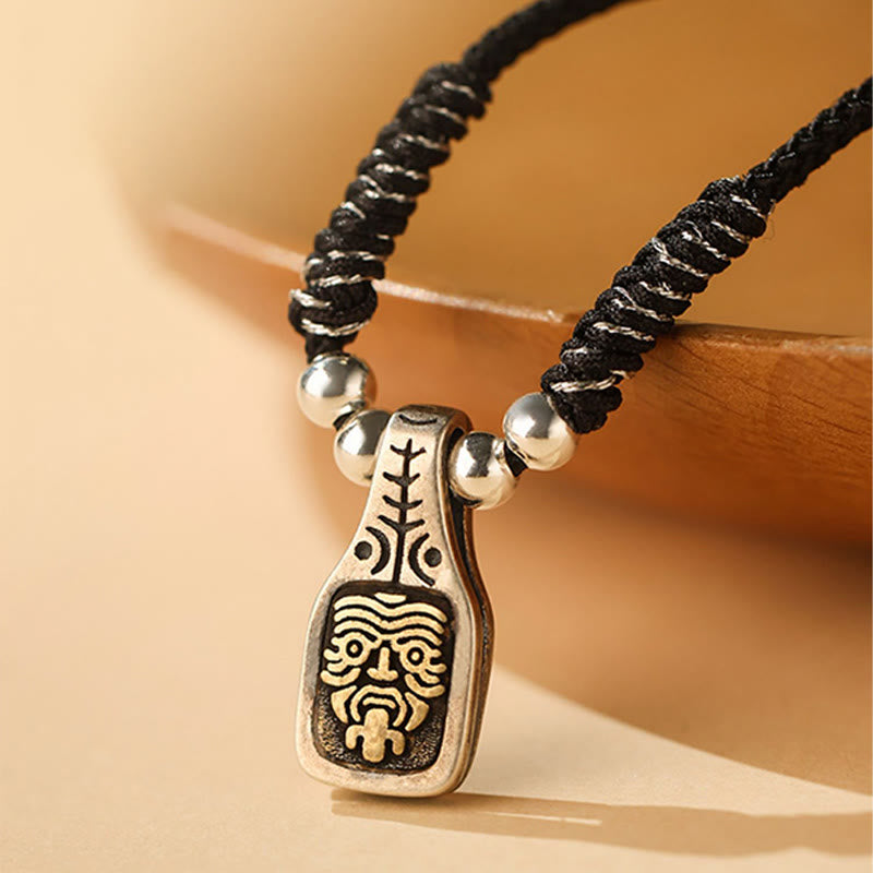 Buddha Stones Tibetano Argento Sterling 925 Zakiram Dea della Ricchezza Protezione Corda Collana Pendente