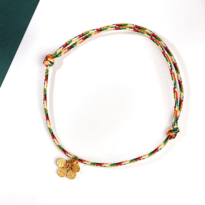 Buddha Stones di buon auspicio Fu carattere pace e gioia fortuna braccialetto multicolore fatto a mano per bambini e adulti