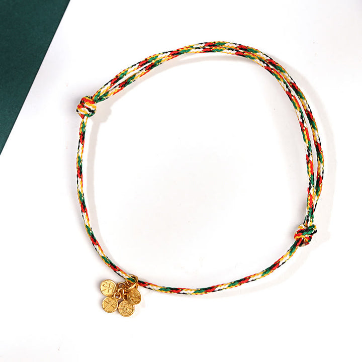 Buddha Stones di buon auspicio Fu carattere pace e gioia fortuna braccialetto multicolore fatto a mano per bambini e adulti