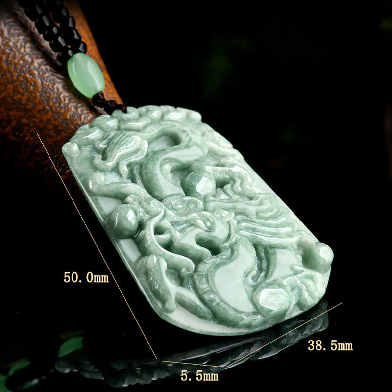 Buddha Stones Anno del Drago Zodiaco Cinese Drago che vola in Giada Protezione Perlina Catena Collana Pendente