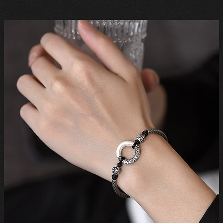 Braccialetto Buddha Stones 999 Sterling Silver Fu Character Peace Buckle Copper Coin Nuvole di Buon Auspicio Fortuna - image 13