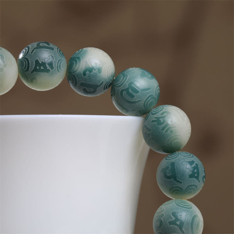 Braccialetto Buddha Stones Bodhi Seed Om Mani Padme Hum inciso per tenere lontani gli spiriti maligni
