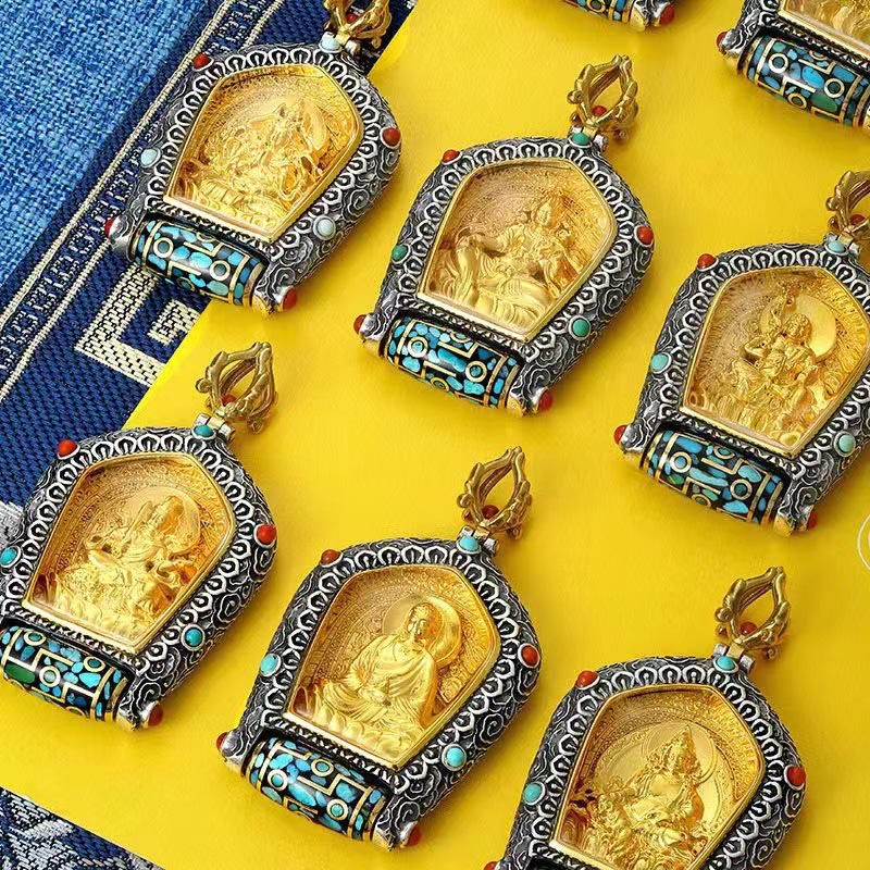 Collana con ciondolo con perline Dzi girevole Tibet Zodiaco cinese Natale Buddha Thangka Prosperità - image 3