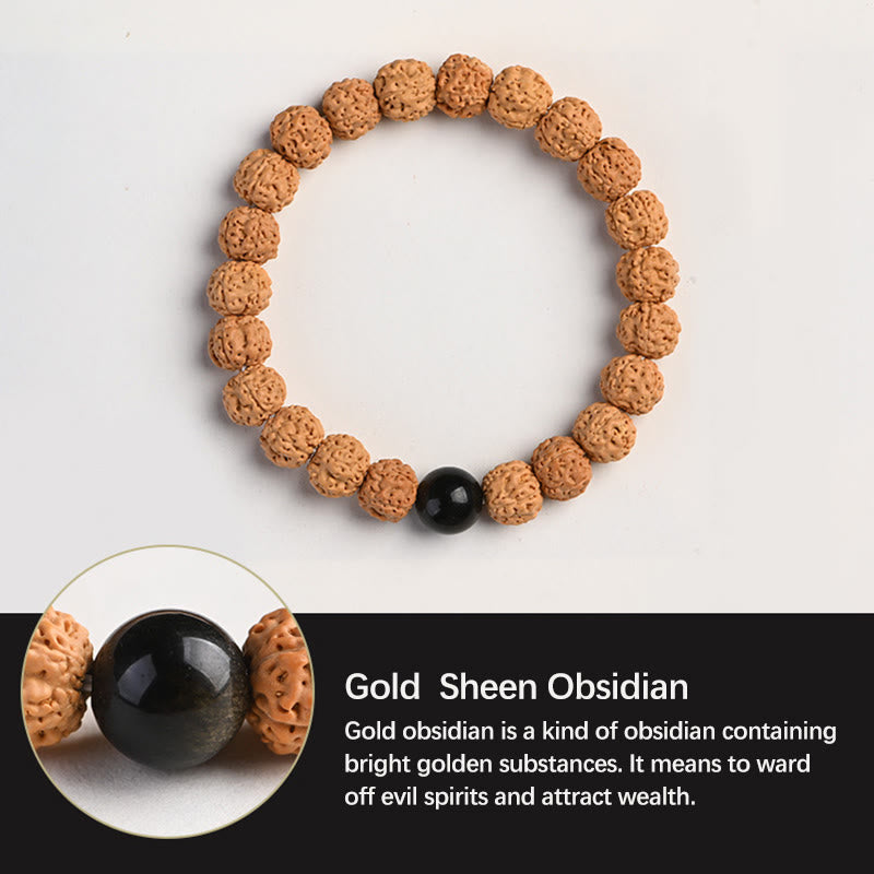 Buddha Stones Tibet Rudraksha Bodhi Seme Ricchezza Auspicio Bracciale