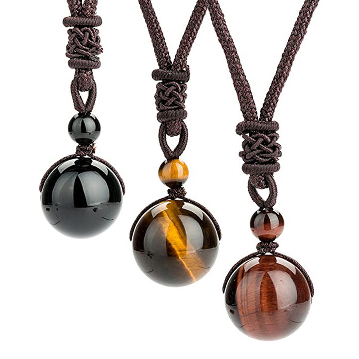 Collana di protezione con occhio di tigre tibetano Buddha Stones