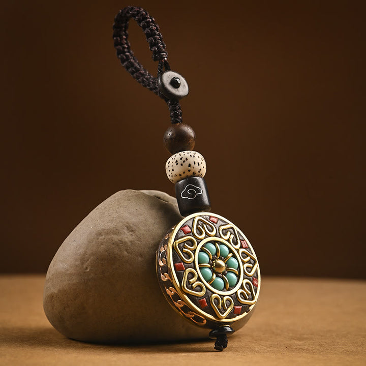 Portachiavi con Buddha Stones tibetano Om Mani Padme Hum Bodhi Seme della pace