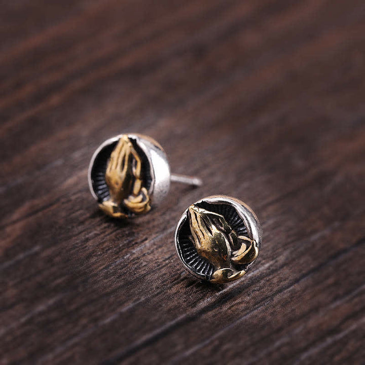 Orecchini a bottone Buddha Stones in argento sterling 925 Namaste Equality