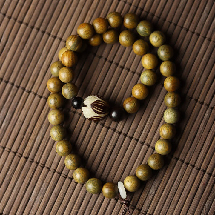 Braccialetto a doppio giro rilassante Buddha Stones Sandalo verde Bodhi Seed Lotus