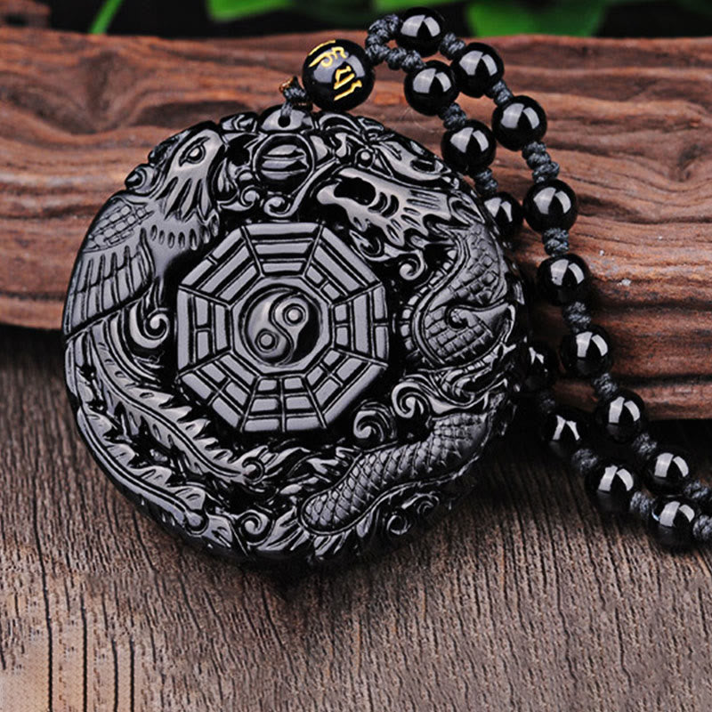 Collana con ciondolo Buddha Stones Bagua Dragon Phoenix Obsidian Fulfilment - image 10
