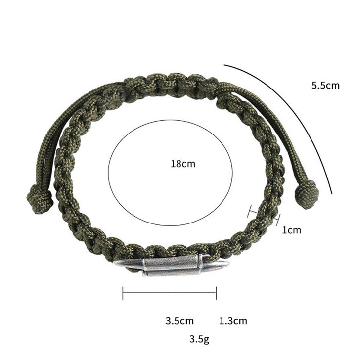 Braccialetto in corda intrecciata con design a proiettile in argento sterling 925 Buddha Stones