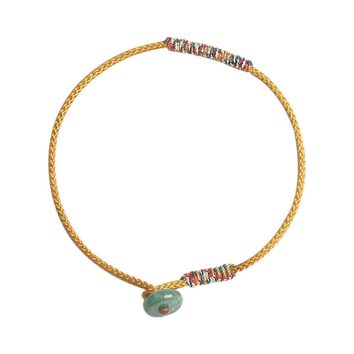 Braccialetto di corda intrecciata con protezione dalla fortuna in avventurina verde tibetana fatta a mano Buddha Stones