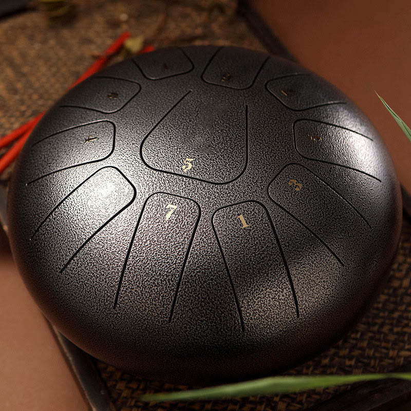 Buddha Stones Steel Tongue Drum Sound Healing Mindfulness Meditazione Yoga Drum Kit 11 Note 8 Pollici - Grigio scuro - image 13