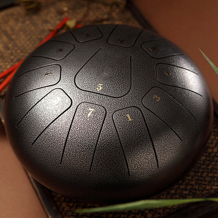 Buddha Stones Steel Tongue Drum Sound Healing Mindfulness Meditazione Yoga Drum Kit 11 Note 8 Pollici - Grigio scuro - image 13