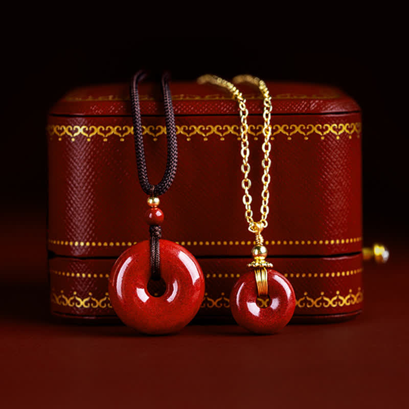 Collana con ciondolo con fibbia della pace , Buddha Stones, cinabro, benedizione e calma
