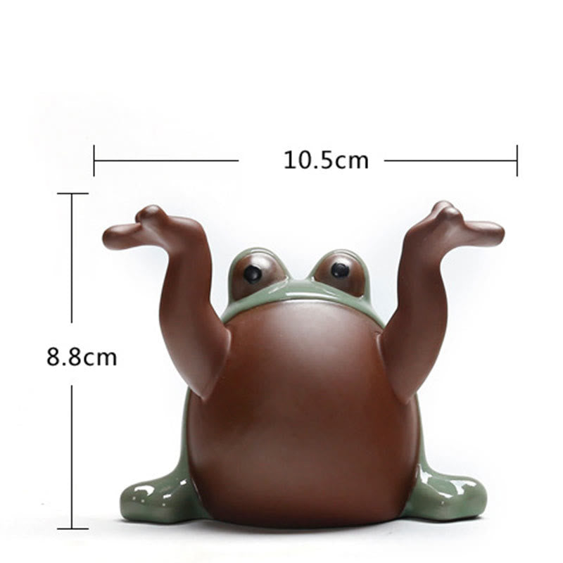 Buddha Stones FengShui Ricchezza Fortunato Carino Rana Ceramica Tè Animale Domestico Figurina Decorazione