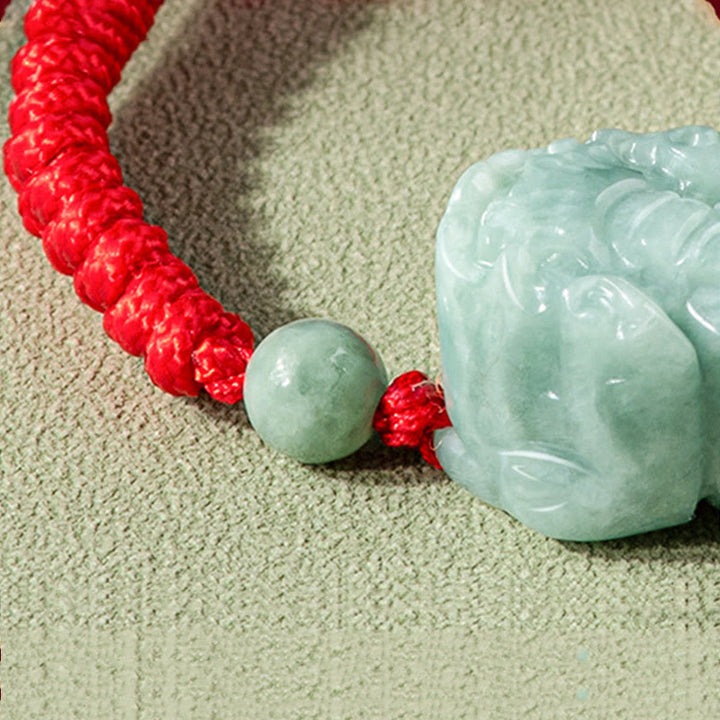 Braccialetto di corda intrecciata con Buddha Stones King Kong in giada naturale PiXiu fatto a mano