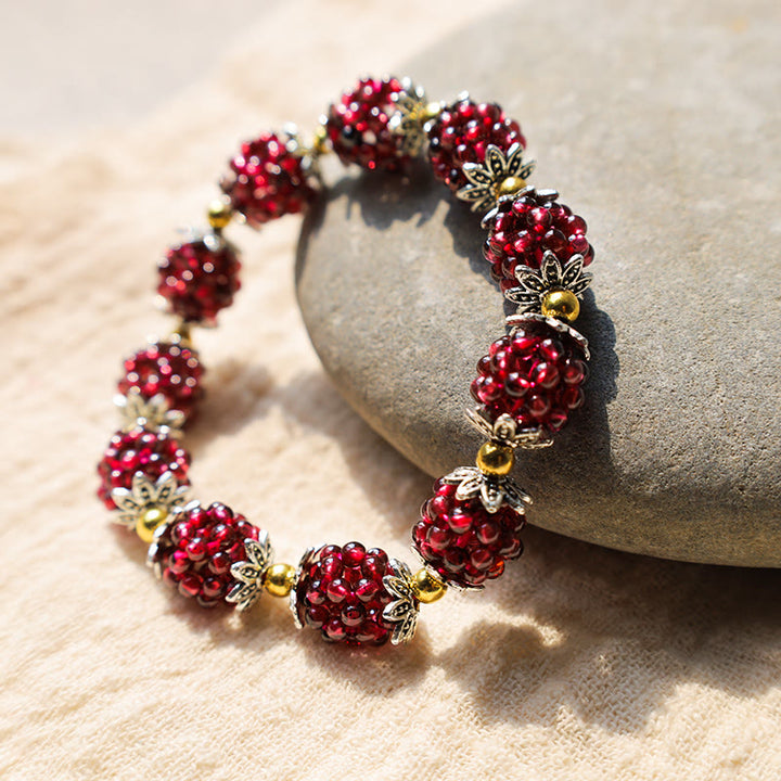 Braccialetto curativo in granato naturale Buddha Stones