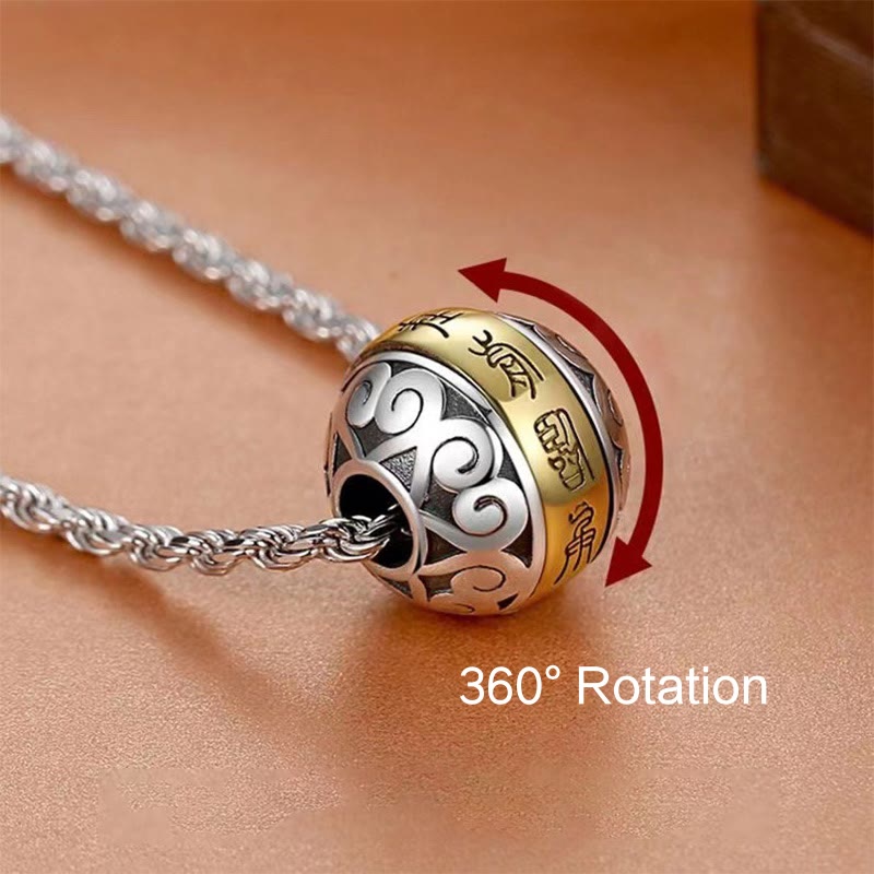 Collana con ciondolo girevole con amuleto inciso con mantra taoista a nove caratteri Buddha Stones Balance