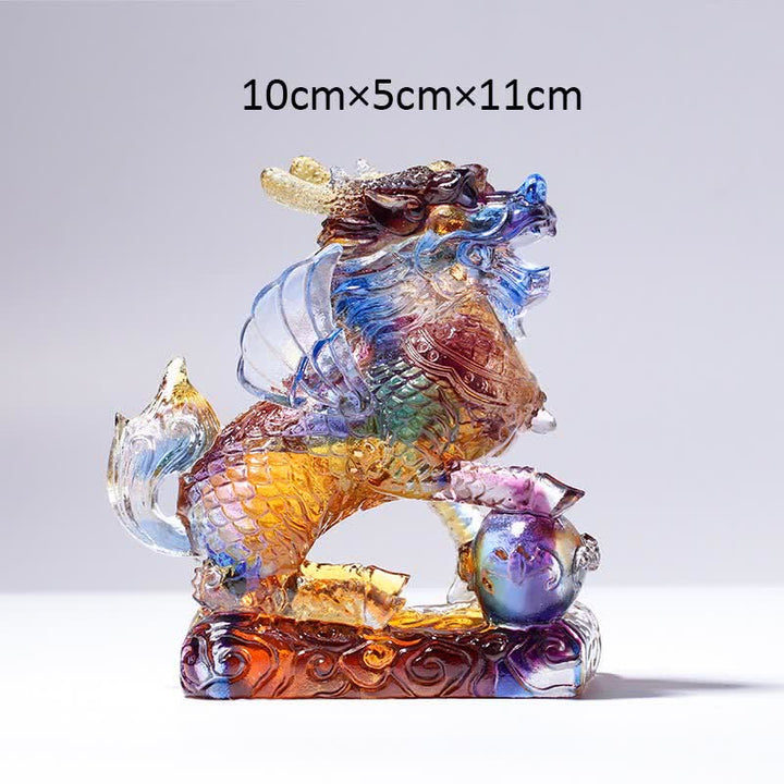 Feng Shui Kirin Fatto a mano Liuli Cristallo Arte Pezzo Fortuna Casa Ufficio Decorazione