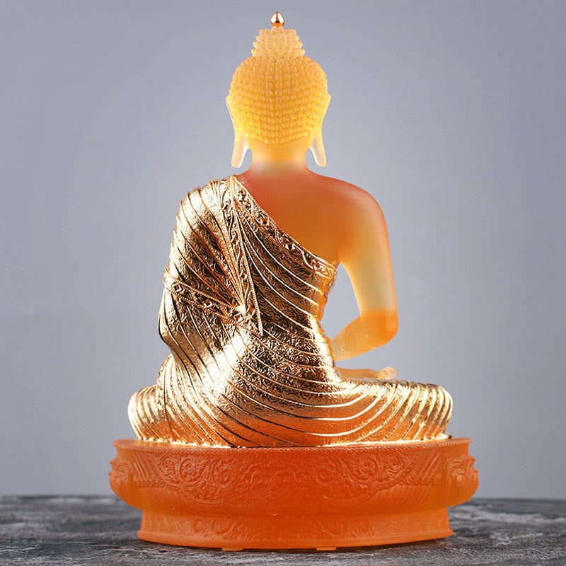 Buddha Stones Statuetta fatta a mano del Buddha Liuli Pezzo d'arte Statua della serenità Decorazione dell'offerta domestica