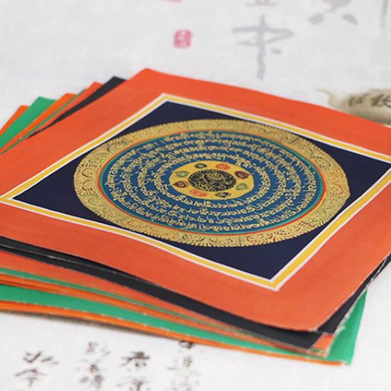 Dipinto Thangka tibetano fatto a mano, benedizione spirituale, scatola cieca, motivo a colori casuali
