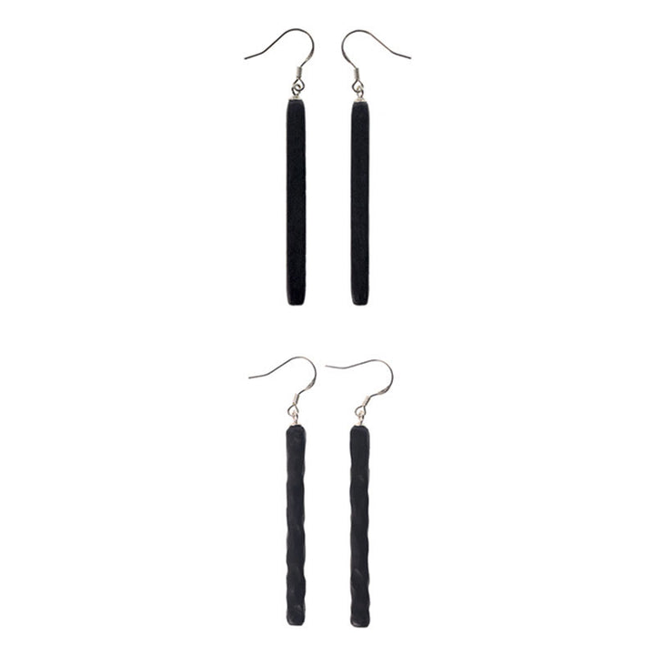 Orecchini pendenti Buddha Stones 925 Sterling Silver Ebony Wood Texture Balance Peace Drop - image 12