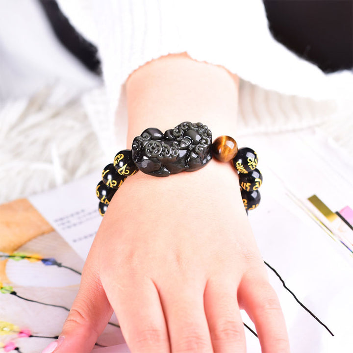 Bracciale della ricchezza in ossidiana PiXiu FengShui