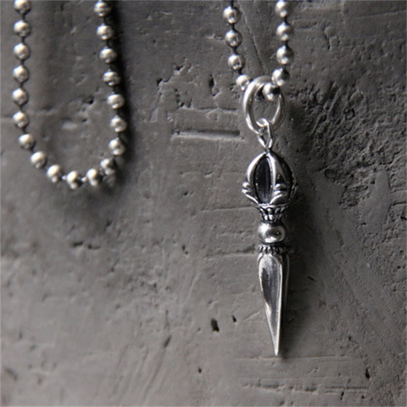 Buddha Stones 925 Sterling Silver Dorje Vajra Spiritual Power Forza Collana Pendente