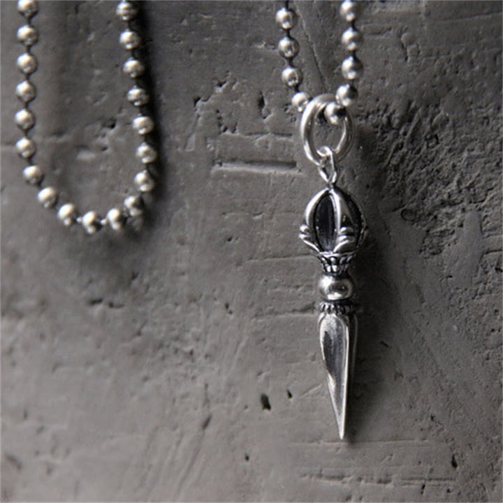 Buddha Stones 925 Sterling Silver Dorje Vajra Spiritual Power Forza Collana Pendente