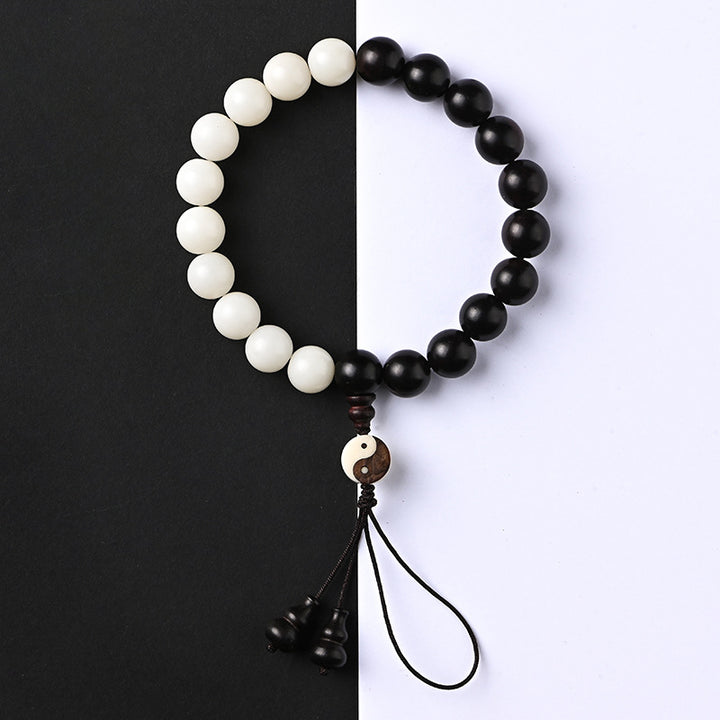 Buddha Stones Bracciale di protezione YinYang in ebano Decorazione
