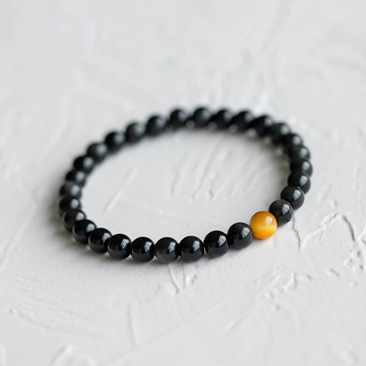 Braccialetto Buddha Stones Natural Rainbow Obsidian Tiger Eye Positive Love