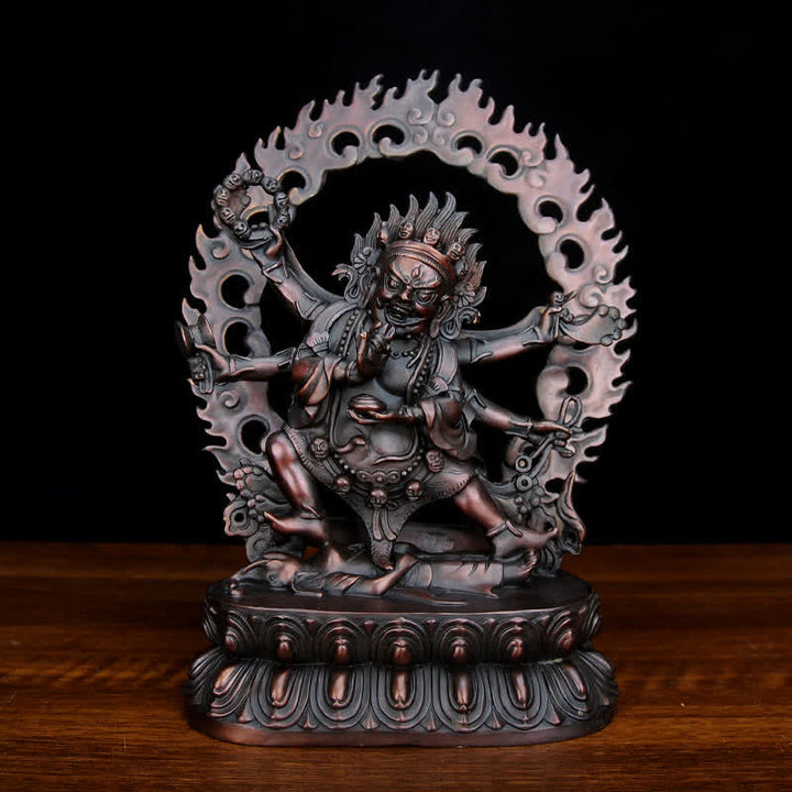 Tibet Mahakala Bodhisattva Figurina Compassione Statua in Rame Decorazione