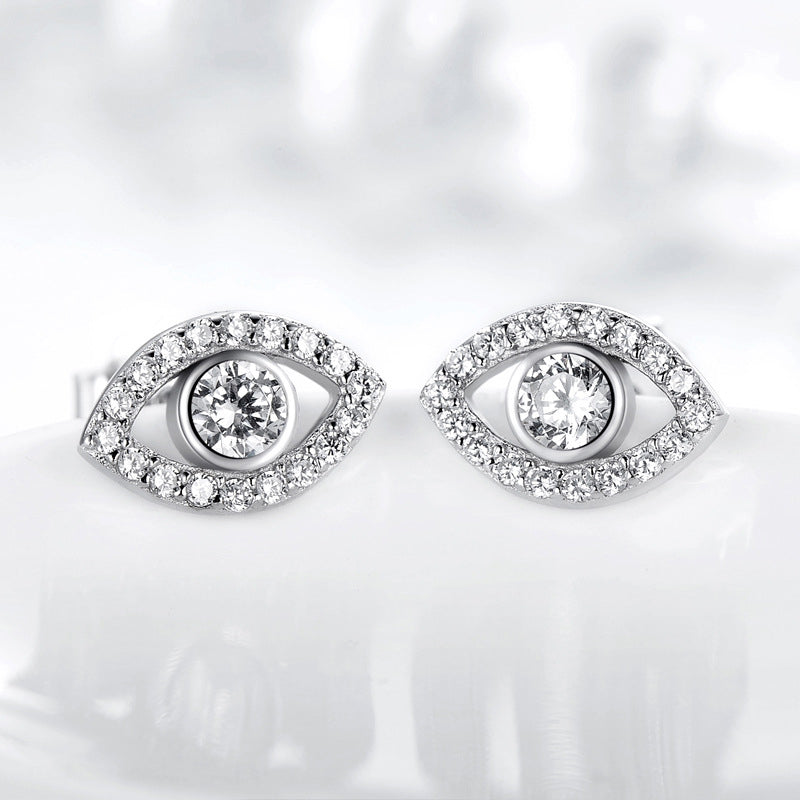 Orecchini a bottone con simbolo del malocchio in argento sterling 925 Buddha Stones