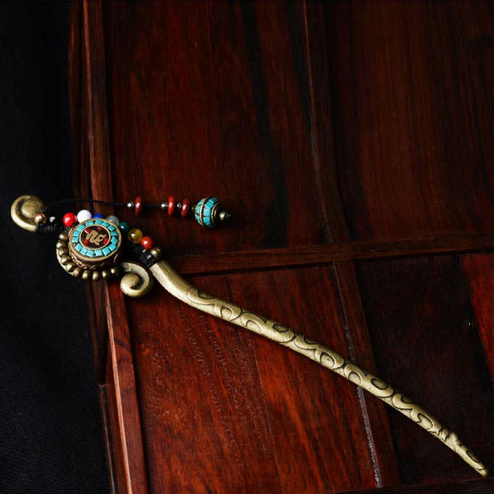 Decorazioni per capelli con forcina di protezione in agata turchese tibetana