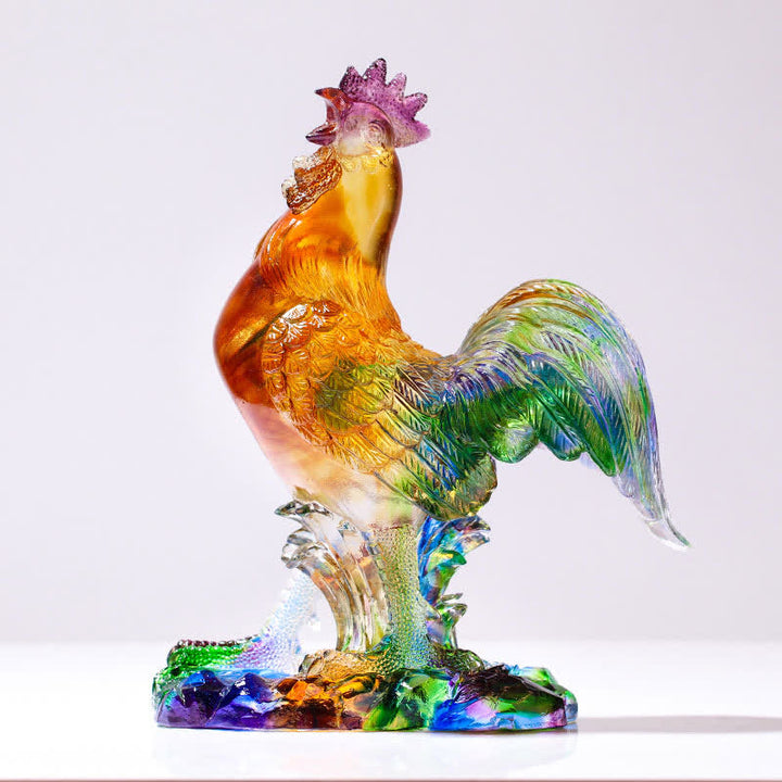 Decorazione per la casa fatta a mano in cristallo Liuli, raffigurante un gallo.