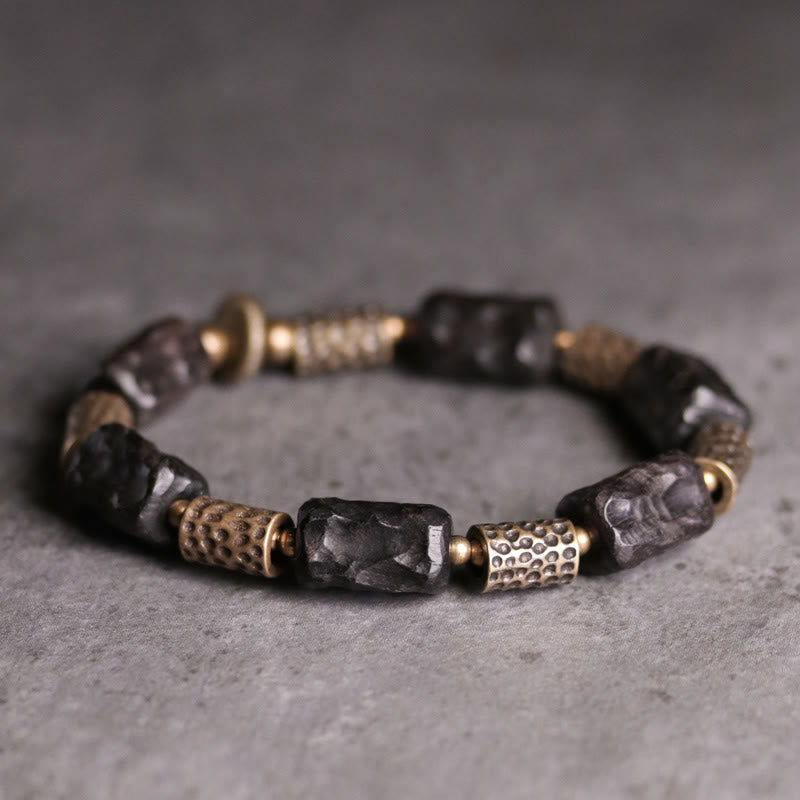 Braccialetto Buddha Stones Tibetano Ebano Legno Rame Calma Pace