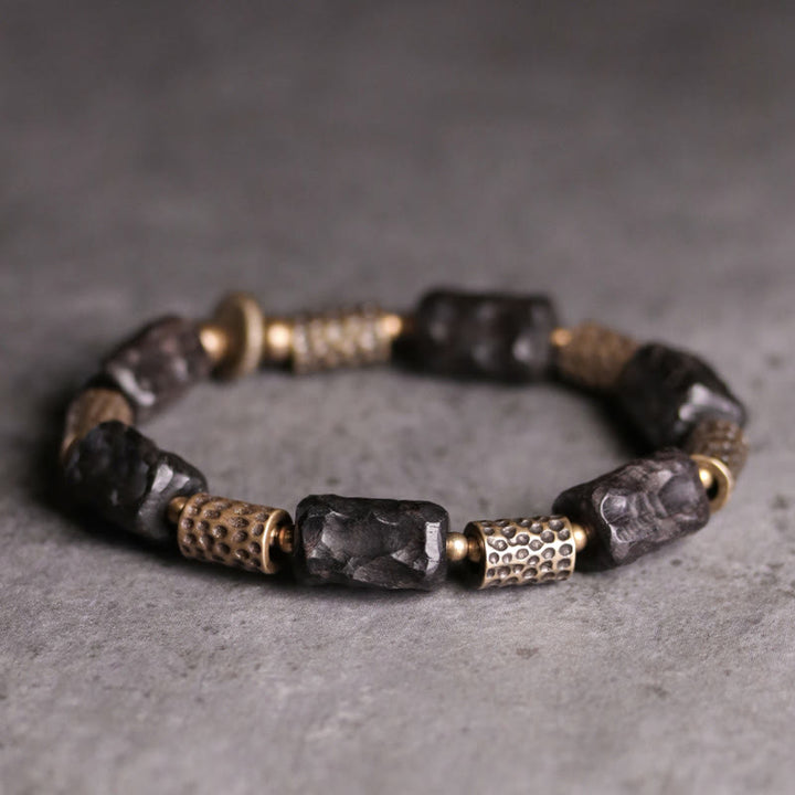 Braccialetto Buddha Stones Tibetano Ebano Legno Rame Calma Pace