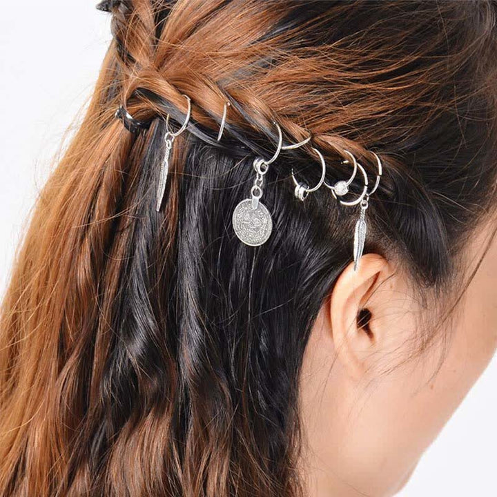Buddha Stones Foglia antica Monete Perline Fermaglio per capelli Decorazione