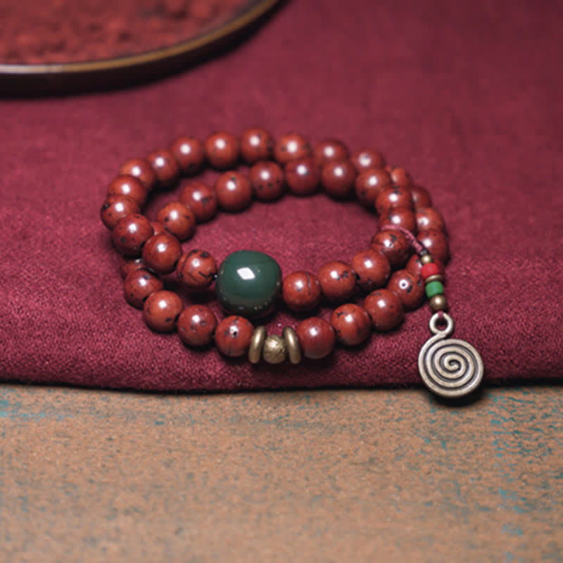 Braccialetto Bodhi Seed Cyan Jade Copper Peace Luck