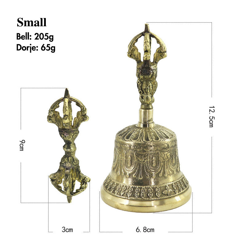 Buddha Stones Campana tibetana per meditazione e Vajra Dorje in rame con bilanciamento fatto a mano Set di decorazioni